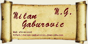 Milan Gaburović vizit kartica